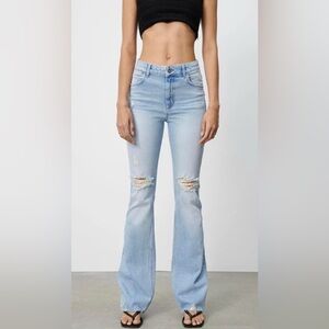 Zara Ripped Flare Jeans High Waist